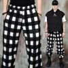 RebelsMarket (2 Colors) Checkered Soft Fur Banded Wide-leg Pants - 698 -Women’s Gothic Outerwear Shop 2 colors checkered soft fur banded wide leg pants 698 rebelsmarket