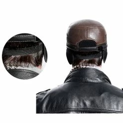 RebelsMarket Hats & Caps Streetwear Vintage Retro Adjustable Flat Top Men's Patchwork PU Leather Hat With Ear Flaps -Women’s Gothic Outerwear Shop adjustable flat top mens pu leather hat with ear flaps rebelsmarket 4