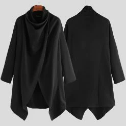 RebelsMarket Coats Black Punk Gothic Asymmetrical Turtleneck Covered Buttons Cloak Coat -Women’s Gothic Outerwear Shop black punk asymmetrical turtleneck covered buttons cloak coat rebelsmarket 5