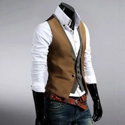 RebelsMarket Vests Vintage Retro Double Layered V-neck Button Down Vest Waistcoat -Women’s Gothic Outerwear Shop double layered casual vest waistcoat vests 2