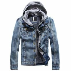 RebelsMarket Jackets Streetwear Fake 2 Design Single Breasted Zipper Fleece Hooded Denim Jacket -Women’s Gothic Outerwear Shop fake 2 design single breasted zipper fleece hooded denim jacket rebelsmarket 2