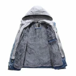 RebelsMarket Jackets Streetwear Fake 2 Design Single Breasted Zipper Fleece Hooded Denim Jacket -Women’s Gothic Outerwear Shop fake 2 design single breasted zipper fleece hooded denim jacket rebelsmarket 3