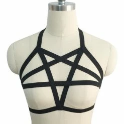 FashionSprout Body Harness Gothic Pastel Women's Black Pentagram Harness