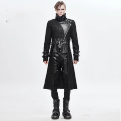 Thinkers Clothing Coats Gothic Punk Hollowed-out Studded Buckle Straps Coat