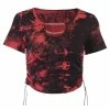 RebelsMarket Standard Tops Gothic Harajuku Tie Dye Chain Ruched Crop Top -Women’s Gothic Outerwear Shop gothic short sleeve back red tie dye scoop neck drawstring crop top rebelsmarket