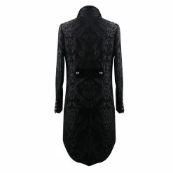 Thinkers Clothing Coats Gothic Steampunk Long Sleeves Lapel Collar Silver Buttons Black Brocade Tailcoat -Women’s Gothic Outerwear Shop long sleeves lapel collar silver buttons black brocade tailcoat rebelsmarket 5