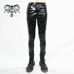 Thinkers Clothing Gothic Er Matrix Print Side Pockets Shinny Skinny Pants
