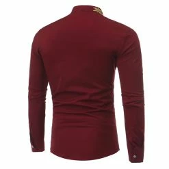 RebelsMarket Shirts Gothic Vintage Retro Men’s Stand Collar Gold Embroidery Slim Fit Shirt -Women’s Gothic Outerwear Shop men s stand collar gold embroidery slim fit shirt shirts 5