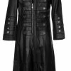 RebelsMarket Coats Men's Full Length Black Leather Military Coat -Women’s Gothic Outerwear Shop mens full length black leather military coat coats