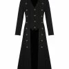 RebelsMarket Coats Men's Military Trench Coat -Women’s Gothic Outerwear Shop mens steampunk military trench coat long jacket black gothic vtg halloween coats