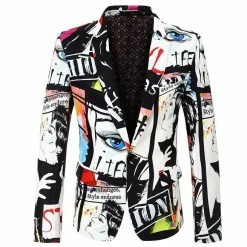 RebelsMarket Coats Streetwear Men's Fashion Printed Suit Jacket