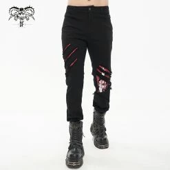 Thinkers Clothing Pockets Zipper Bloody Ripped Fitted Black Gothic Pants