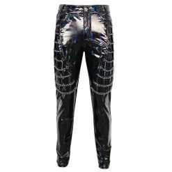 Thinkers Clothing Punk Eyelets Patent Leather Chain Pants