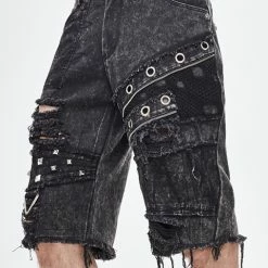 Thinkers Clothing Shorts & Capris Gothic Punk Raw Hem Studded Unfinished Shorts