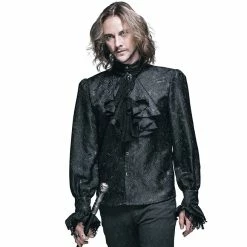 Thinkers Clothing Shirts Gothic Pastel Men's Vintage Print Ruffled Shirt