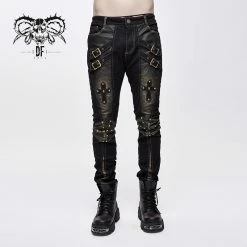 Thinkers Clothing Riveted Buckle Straps Skinny Pants