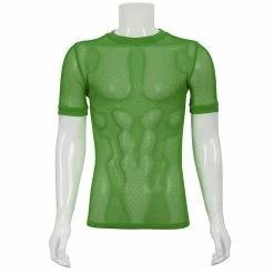 Thinkers Clothing T-Shirts Short Sleeved Round Neck Green Mesh T-shirt
