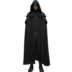 Punk Rave Coats Gothic Steampunk Punk Slit Sleeve Cascading Shoulder Pendant Decoration Long Hooded Cloak