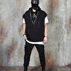 RebelsMarket Squared Zipper Pocket Banded Pants - 697 -Women’s Gothic Outerwear Shop squared zipper pocket banded pants 697 rebelsmarket 2