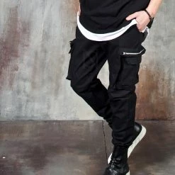 RebelsMarket Squared Zipper Pocket Banded Pants - 697 -Women’s Gothic Outerwear Shop squared zipper pocket banded pants 697 rebelsmarket 3