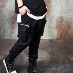 RebelsMarket Squared Zipper Pocket Banded Pants - 697 -Women’s Gothic Outerwear Shop squared zipper pocket banded pants 697 rebelsmarket 4