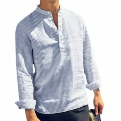 RebelsMarket Shirts Stand Collar Striped V Neck Dress Shirt -Women’s Gothic Outerwear Shop stand collar stripe dress shirt rebelsmarket 5