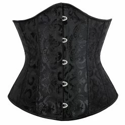 FashionSprout Bustiers & Corsets Steampunk Jacquard 14 Plastic Boned Satin Underbust Corset