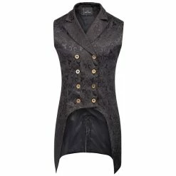 RebelsMarket Coats Gothic Steampunk Vintage Retro Men's Sleeveless Double Breasted Medieval Coat