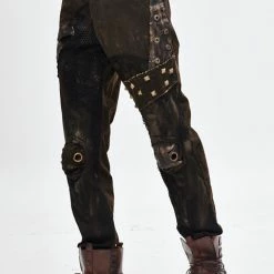Thinkers Clothing Gothic Steampunk Studded Patchwork Faded Pants