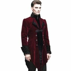 Thinkers Clothing Coats Gothic Victorian Men's Velvet Tailcoat -Women’s Gothic Outerwear Shop thinkers clothing gothic red mens victorian tailcoat jackets 3
