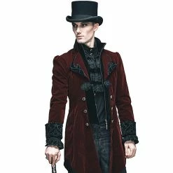 Thinkers Clothing Coats Gothic Victorian Men's Velvet Tailcoat -Women’s Gothic Outerwear Shop thinkers clothing gothic red mens victorian tailcoat jackets 4