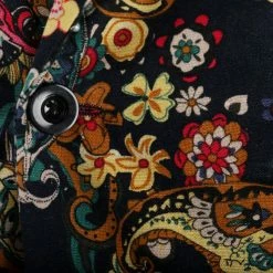 RebelsMarket Coats Vintage Retro Printed Lapel Collar Slit Slim Fit Coat -Women’s Gothic Outerwear Shop vintage printed lapel collar slit slim fit coat rebelsmarket 3